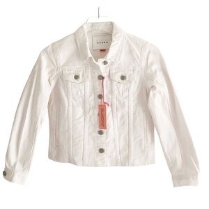 Blank NYC White Frayed Hem Jean Jacket Girls Large NWT